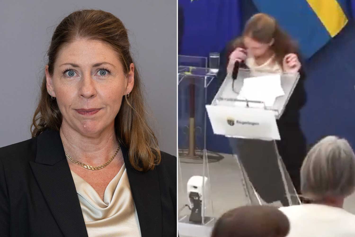Schockmoment bei Pressekonferenz: Politikerin klappt ohnmächtig zusammen
